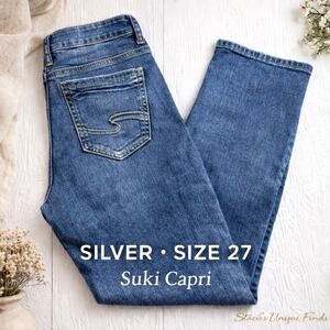 Silver Jeans Suki Capri W27 L23.5 Mid Rise Stretch Denim Blue